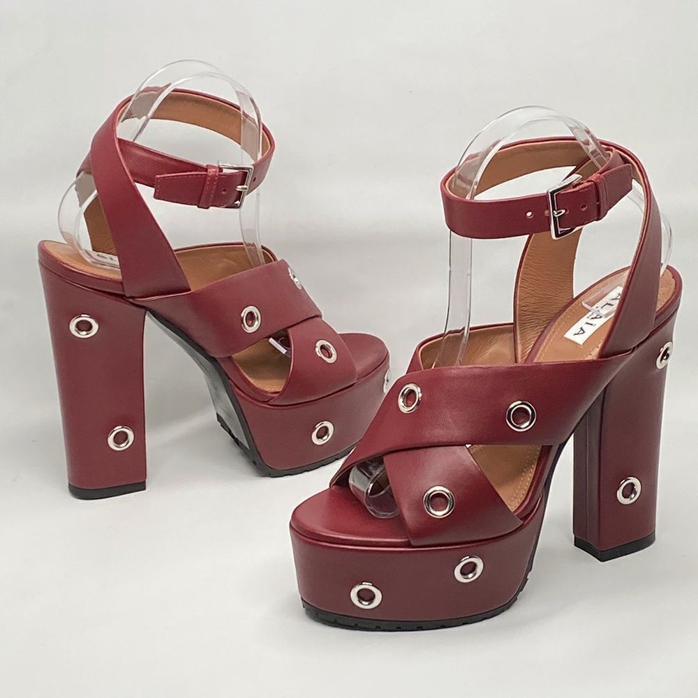 Alaia Eyelets Leather Platform Sandals size 37.5